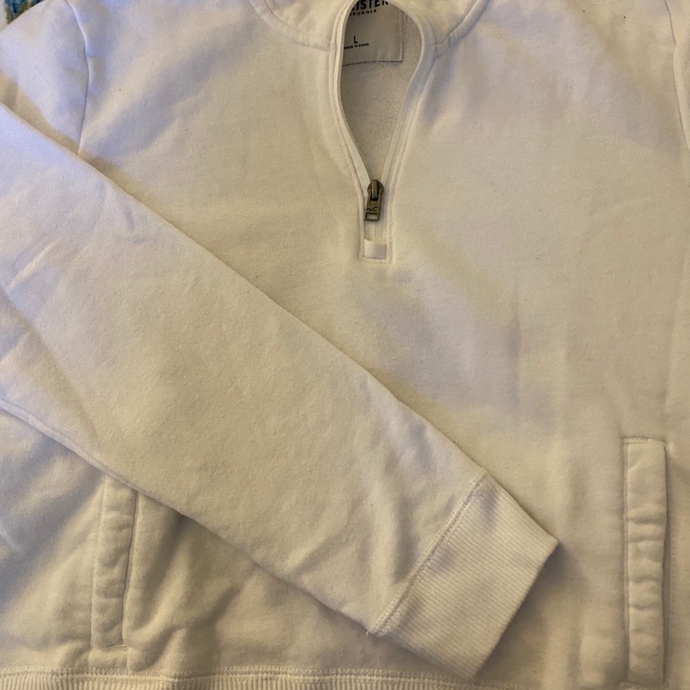 White Cropped quarter zip